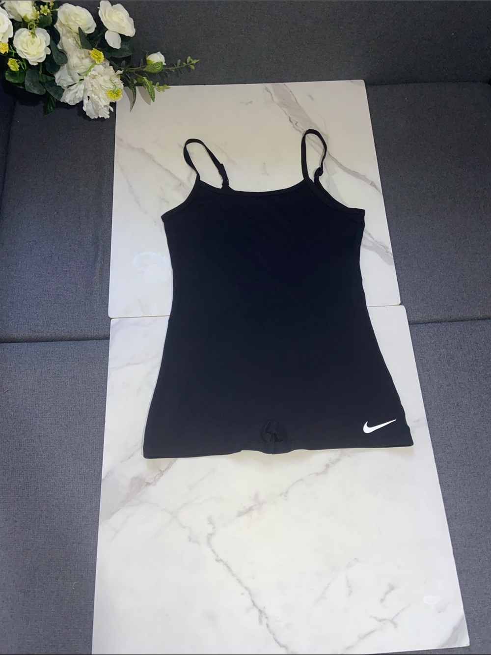 The Nike Indio Bodysuit Black Slim Strap with White Swoosh Size Large